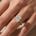 S925 Maxine Cathedral Moissanite 4.5 Carat Yellow Gold Radiant Cut Engagement Ring