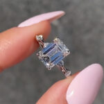 S925 Maxine Unique Emerald Cut Engagement Ring For Women