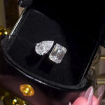 S925 Maxine Unique Toi et Moi Design Emerald Cut & Pear Cut Engagement Ring - Image 3