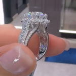 S925 Maxine Unique Halo Design Round Cut Engagement Ring In Sterling Silver - Image 4
