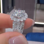 S925 Maxine Unique Halo Design Round Cut Engagement Ring In Sterling Silver - Image 3