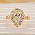 S925 Maxine Classic Halo Pear Cut Engagement Ring In Sterling Silver - Image 6