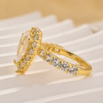 S925 Maxine Classic Halo Pear Cut Engagement Ring In Sterling Silver - Image 7