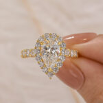 S925 Maxine Classic Halo Pear Cut Engagement Ring In Sterling Silver - Image 4