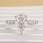 S925 Moissanite 4.0Ct Pear Cut Engagement Ring Travel Ring In Sterling Silver - Image 4