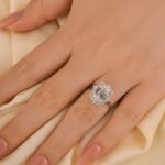 S925 Vintage 3.0Ct Halo Emerald Cut White Stone Engagement Ring In Sterling Silver - Image 5