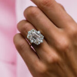 S925 Vintage 3.0Ct Halo Emerald Cut White Stone Engagement Ring In Sterling Silver - Image 2