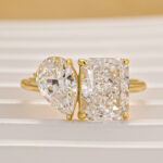 S925 Toi et Moi Radiant & Pear Cut Engagement Ring In Sterling Silver - Image 3