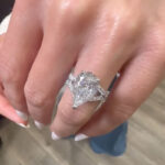 S925 Maxine Split Shank Unique Pear Cut Engagement Ring In Sterling Silver