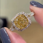 S925 Maxine Cushion Cut Yellow Sapphire Split Shank Travel Ring In Sterling Silver
