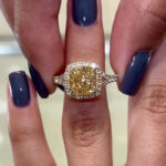 S925 Maxine Cushion Cut Yellow Sapphire Split Shank Travel Ring In Sterling Silver - Image 2