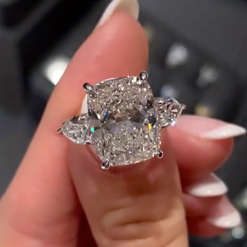 ER1511PS-1 S925 Maxine Luxury 6.5Ct Elongated Cushion Cut Engagement Ring - Image 1