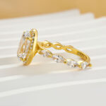 S925 3.0Ct Halo Oval Cut Yellow Gold Promise Ring Engagement Ring For Her - Image 5