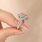 S925 Vintage 4.0Ct Pink Stone Halo Pear Cut Twist Engagement Ring In Sterling Silver - Image 5