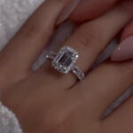 S925 Maxine Dainty 2.5Ct Halo Emerald Cut Engagement Ring For Women - Image 2