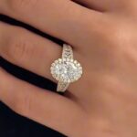 S925 4.0Ct Halo Oval Cut Split Shank Engagement Ring Promise Ring For Her