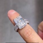 S925 10.0Ct Radiant Cut Engagement Ring Travel Ring With Emerald Cut Band Stone - Image 2