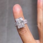 S925 10.0Ct Radiant Cut Engagement Ring Travel Ring With Emerald Cut Band Stone - Image 3