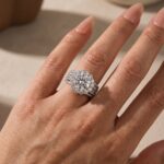 S925 Moissanite Halo Split Shank 4.0Ct Round Cut White Gold Engagement Ring - Image 3