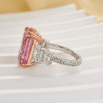 S925 10.0Ct Pink Stone Radiant Cut Side Stone Engagement Ring Travel Ring In Sterling Silver - Image 5