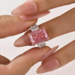 S925 10.0Ct Pink Stone Radiant Cut Side Stone Engagement Ring Travel Ring In Sterling Silver