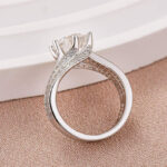 S925 Moissanite 3.0 Ct Round Cut Twist White Gold Promise Ring - Image 6