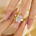 S925 8.5Ct Elongated Cushion Cut Hidden Halo Engagement Ring Travel Ring - Image 2