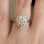 S925 Vinatge Moissanite 1.5Ct Marquise Cut Halo Engagement Ring Travel Ring For Her