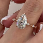 S925 4.0Ct Pear Cut Solitaire Engagement Ring In Sterling Silver