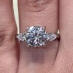S925 Moissanite 4.0Ct Round Cut Three Stone Engagement Ring Travel Ring Promise Ring For Her