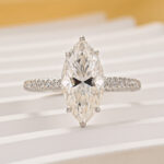 S925 Moissanite 3.0Ct Marquise Cut Classic Engagement Ring In Sterling Silver - Image 4