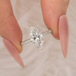 S925 Moissanite 3.0Ct Marquise Cut Classic Engagement Ring In Sterling Silver