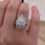 S925 Vintage 2.2Ct Halo Pear Cut Engagement Ring Travel Ring In Sterling Silver