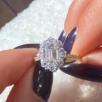 S925 Vintage 3.5Ct Emerald Cut Halo Engagement Ring Promise Ring For Her