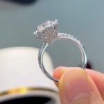 S925 Moissanite 4.0 Carat Halo Round Cut Engagement Ring In Sterling Silver - Image 3