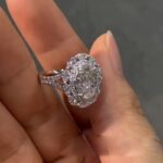 S925 3.0Ct Oval Cut Halo Engagement Ring Travel Ring In Sterling Silver - Image 2