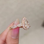 S925 4.0Ct Pear Cut Twist Halo Engagement Ring In Sterling Silver - Image 2