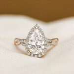 S925 4.0Ct Pear Cut Twist Halo Engagement Ring In Sterling Silver - Image 3