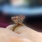 S925 Rose Gold Peachy Pink Stone Cushion Cut Engagement Ring With Double Halo - Image 3