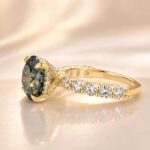 S925 Moissanite 4.0Ct Green Round Cut White Gold & Yellow Gold Engagement Ring - Image 12