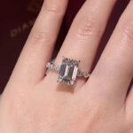 S925 Moissanite 3.5 Carat Emerald Cut Classic Engagement Ring in Sterling Silver - Image 2