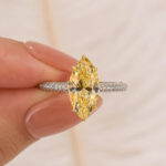 S925 3.0Ct Marquise Cut Yellow Engagement Ring In Sterling Silver
