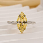 S925 3.0Ct Marquise Cut Yellow Engagement Ring In Sterling Silver - Image 3