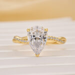 S925 2.0Ct Pear Cut Twist Engagement Ring In Sterling Silver - Image 3