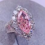 S925 Vintage 3.0Ct Pink Marquise Cut Halo Engagement Ring In Sterling Silver - Image 2
