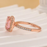 S925 3.0Ct Radiant Cut Halo Pink Stone Engagement Ring In Sterling Silver - Image 3