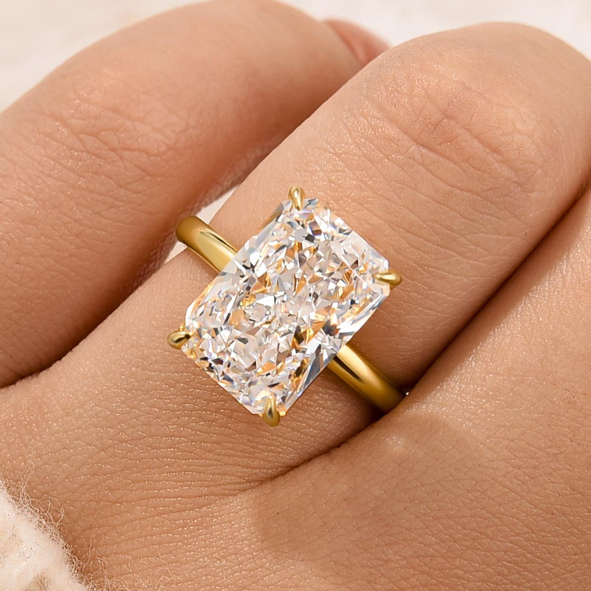 ER1675YS-2-1758523010 S925 Classic 6.5Ct Radiant Cut Engagement Ring Travel Ring In Sterling Silver - Image 1