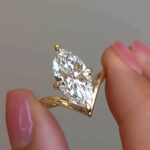 S925 Elegant 4Ct Marquise Solitaire Yellow Gold Engagement Ring