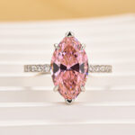 S925 Pink 4.0 Marquise Cut Engagement Ring In Sterling Silver - Image 3