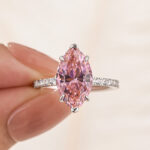 S925 Pink 4.0 Marquise Cut Engagement Ring In Sterling Silver